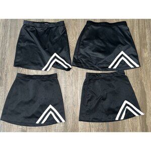 4 Matching Cheerleader Uniform Skirts Teen Youth 22- 24" Waist A-Line Black Whit